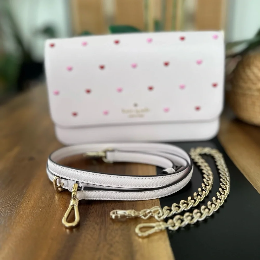 NWT rt$379 Kate Spade New York Pink Heart-Embellished Crossbody Bag - Picture 3 of 7